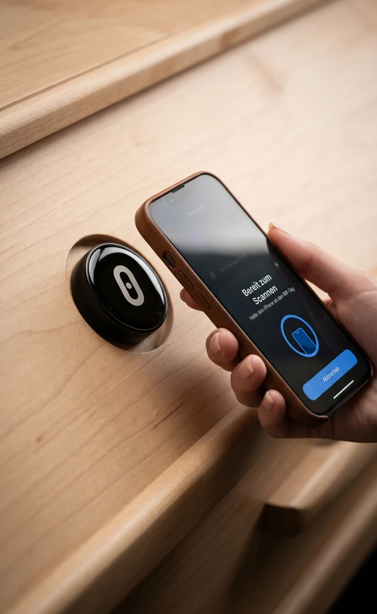 NFC tag in wooden housing